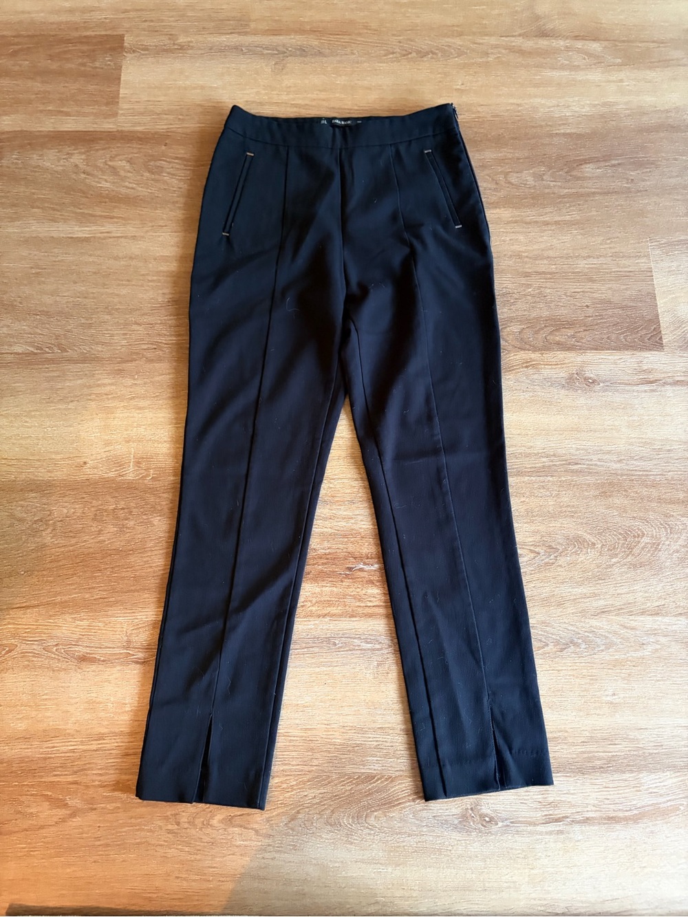 Woman’s Slit front Black Tailored Dress Pants - Classic Slim Fit